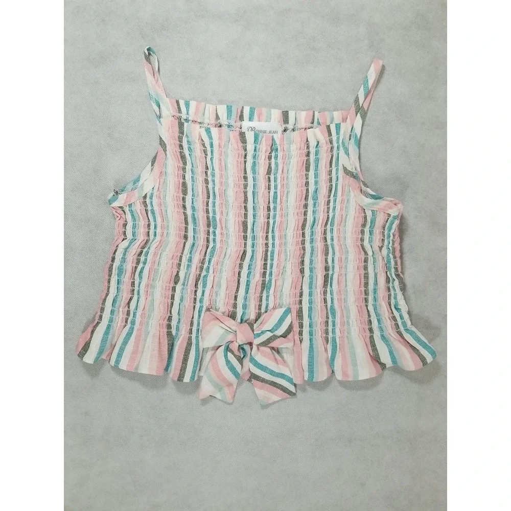 Bonnie Jean Girls Size‎ Large (14) Short Set Striped Linen Outfit Summer NEW